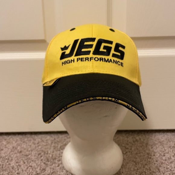 JEGS High Performance NEW Yellow Black Baseball Cap Hat Adjustable‎ Auto Racing - Picture 1 of 7